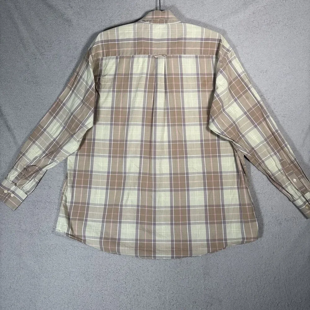 Barbour Shirt Men’s Size XL Plaid Button Up‎ Long Sleeve Camping Earth Tones